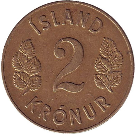 Монета 2 кроны. 1946 год, Исландия.