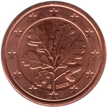 Монета 1 цент (G). 2008 год, Германия.