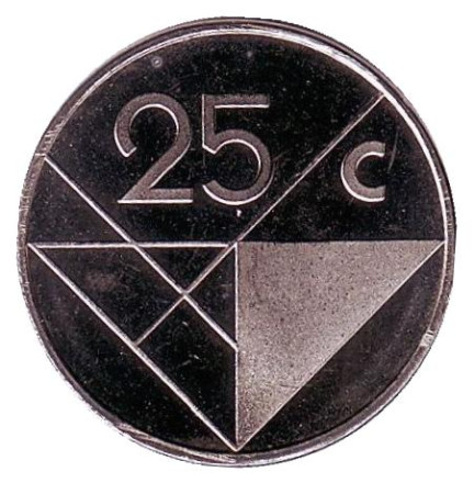 Монета 25 центов. 1986 год, Аруба. UNC.