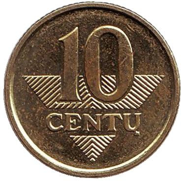 Монета 10 центов. 2007 год, Литва. Из обращения.