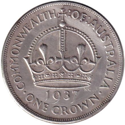 Монета 1 крона. 1937 год, Австралия. Корона.