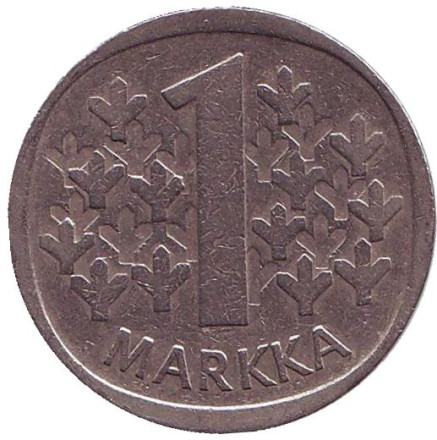 Монета 1 марка. 1970 год, Финляндия.