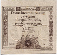 Бона 15 солей. 1792 год, Франция. Ассигнат. Бона 15 солей. 1792 год, Франция. Ассигнат.