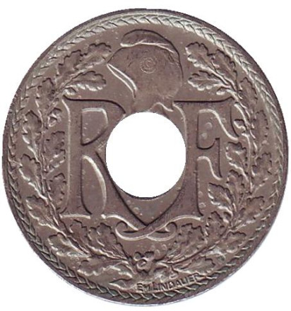 Монета 10 сантимов. 1923 год, Франция. (молния) Монета 10 сантимов. 1923 год, Франция. (молния)