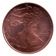 Шагающая свобода (тип 2). Монетовидный жетон. Унция меди 999. США. Шагающая свобода (тип 2). Монетовидный жетон. Унция меди 999. США.