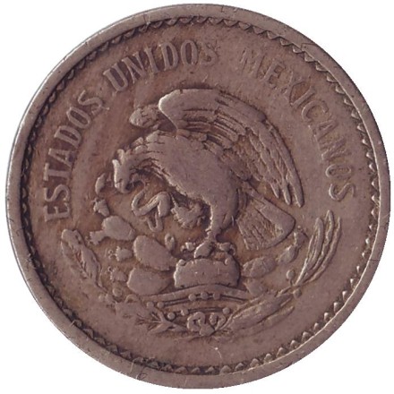 Монета 10 сентаво. 1937 год, Мексика. Монета 10 сентаво. 1937 год, Мексика.