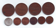 Набор монет 1,5,25 пенни (10 шт.), 1911-1917 гг., Финляндия в составе Российской Империи. Набор монет 1,5,25 пенни (10 шт.), 1911-1917 гг., Финляндия в составе Российской Империи.