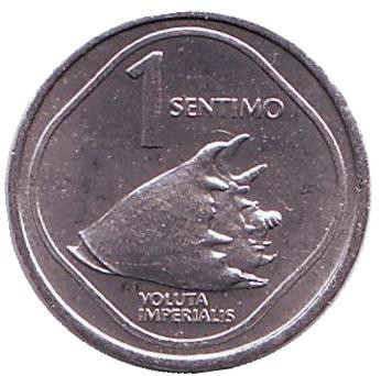 Монета 1 сентимо. 1990 год, Филиппины. Ракушка.