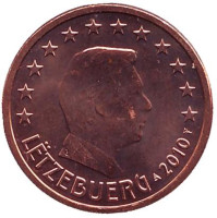 Монета 1 цент. 2010 год, Люксембург.