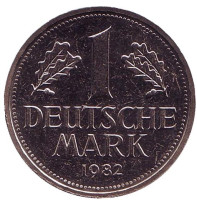 Монета 1 марка. 1982 год (F), ФРГ.