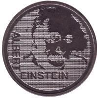 100 лет со дня рождения Альберта Эйнштейна. Портрет. Монета 5 франков. 1979 год, Швейцария.