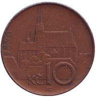 Монета 10 крон. 1996 год, Чехия. Брно. Монета 10 крон. 1996 год, Чехия. Брно.