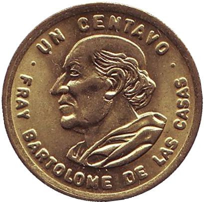 Монета 1 сентаво. 1994 год, Гватемала. UNC. Бартоломе де лас Касас.