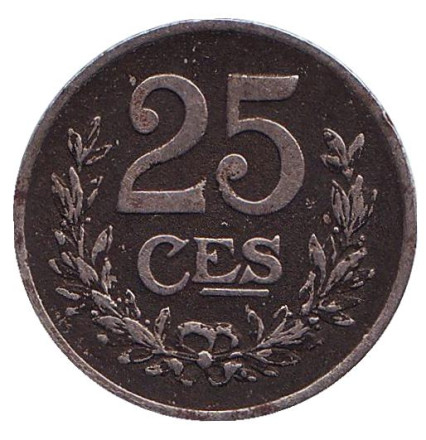 Монета 25 сантимов. 1919 год, Люксембург.