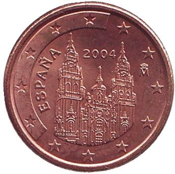 Монета 1 цент, 2004 год, Испания.