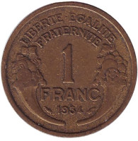 Монета 1 франк. 1934 год, Франция.