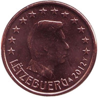 Монета 1 цент. 2012 год, Люксембург.