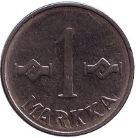 Монета 1 марка. 1955 год, Финляндия. 