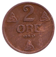 Монета 2 эре. 1932 год, Норвегия. Монета 2 эре. 1932 год, Норвегия.