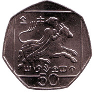Монета 50 центов. 2004 год. Кипр. "Похищение Европы". Монета 50 центов. 2004 год. Кипр. "Похищение Европы".