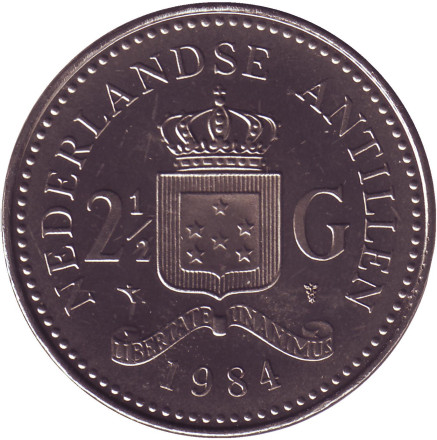 Монета 2,5 гульдена. 1984 год, Нидерландские Антильские острова.