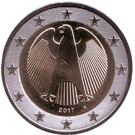 Монета 2 евро. 2017 год (A), Германия.