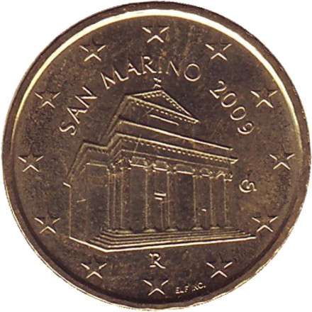 Монета 10 центов. 2009 год, Сан-Марино.