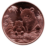 Панда. Монетовидный жетон. Унция меди 999. США.  Панда. Монетовидный жетон. Унция меди 999. США.