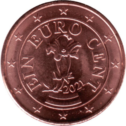 Монета 2 цента. 2021 год, Австрия.