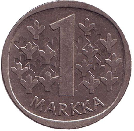 Монета 1 марка. 1969 год, Финляндия.