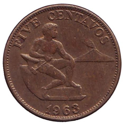 Монета 5 сентаво. 1963 год, Филиппины.
