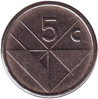 Монета 5 центов, 2010 год, Аруба.