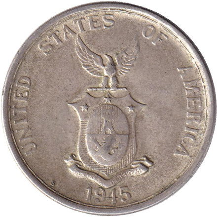 Монета 50 сентаво. 1945 год, Филиппины.