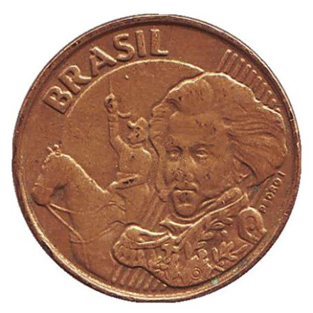 Монета 10 сентаво. 2013 год, Бразилия. Из обращения. Педру I.