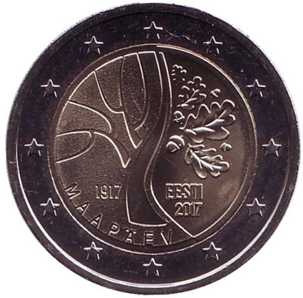 Монета 2 евро. 2017 год, Эстония. Путь Эстонии к независимости. (100-летие независимости).