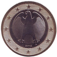 Монета 1 евро. 2012 год (A), Германия. Монета 1 евро. 2012 год (A), Германия.
