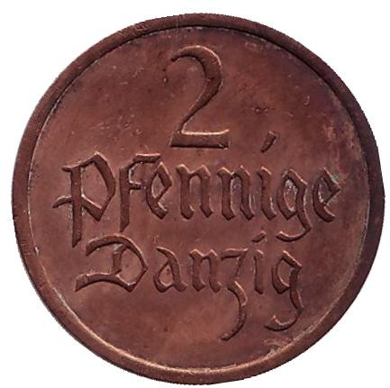 Монета 2 пфеннига. 1937 год, Данциг.