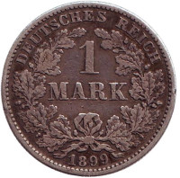 Монета 1 марка. 1899 год (F), Германская империя.
