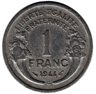 Монета 1 франк. 1944 год (C), Франция. Монета 1 франк. 1944 год (C), Франция.