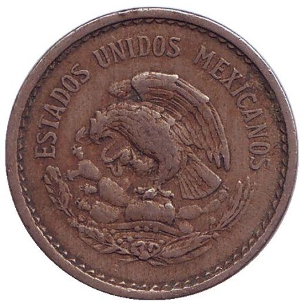Монета 10 сентаво. 1945 год, Мексика. Монета 10 сентаво. 1945 год, Мексика.