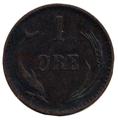 Монета 1 эре. 1882 год, Дания.
