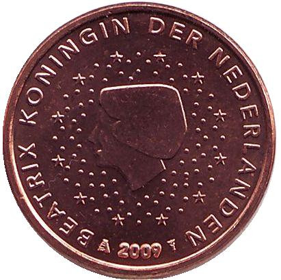 Монета 1 цент. 2009 год, Нидерланды.
