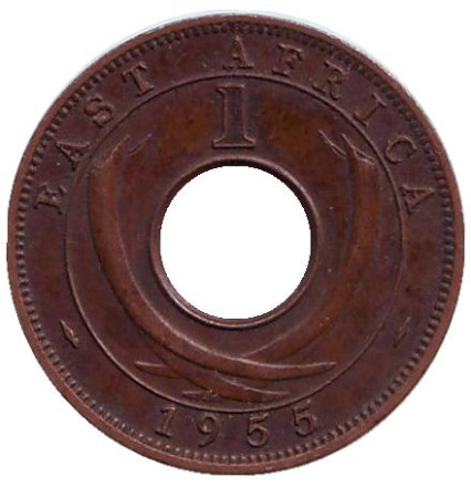 Монета 1 цент. 1955 год, Восточная Африка. (Без отметки монетного двора)