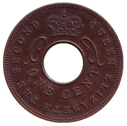 Монета 1 цент. 1955 год, Восточная Африка. (Без отметки монетного двора) Монета 1 цент. 1955 год, Восточная Африка. (Без отметки монетного двора)