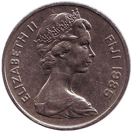 Монета 10 центов. 1985 год, Фиджи. Метательная дубинка - ула тава тава. Монета 10 центов. 1985 год, Фиджи. Метательная дубинка - ула тава тава.