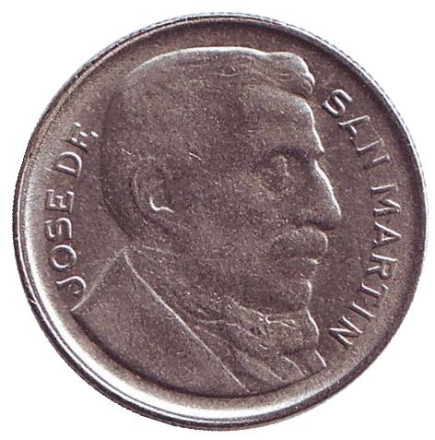 Монета 20 сентаво. 1952 год, Аргентина. (Немагнитная) Генерал Хосе де Сан-Мартин.