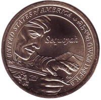 Сакагавея (Вождь племени чероки Секвойя). Монета 1 доллар, 2017 год (P), США. 