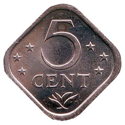 Монета 5 центов. 1984 год, Нидерландские Антильские острова. UNC.