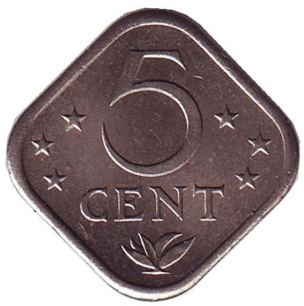 Монета 5 центов, 1978 год, Нидерландские Антильские острова.