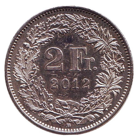 Монета 2 франка. 2012 год, Швейцария. Гельвеция.